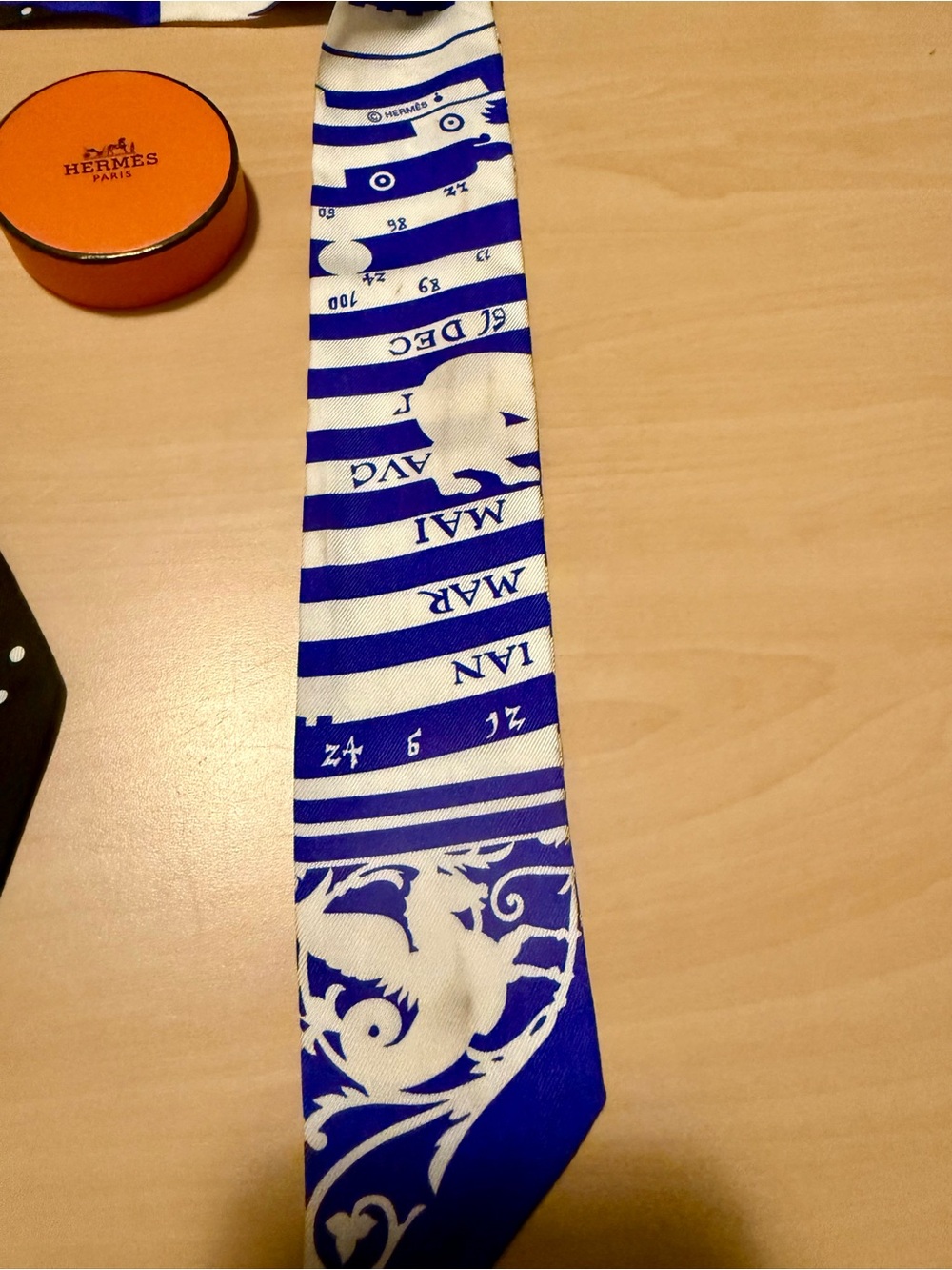 Hermes Blue Black White Silk Scarf with Astrological Motif and with original box - Picture 5 of 5